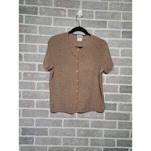 Western Connection Vintage Button Front Strech Champage Womens Blouse Size Large